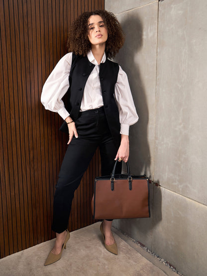 Women Black Cross Pocket Ankle Length Pants