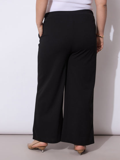 Black Front Pleated Straight Pants