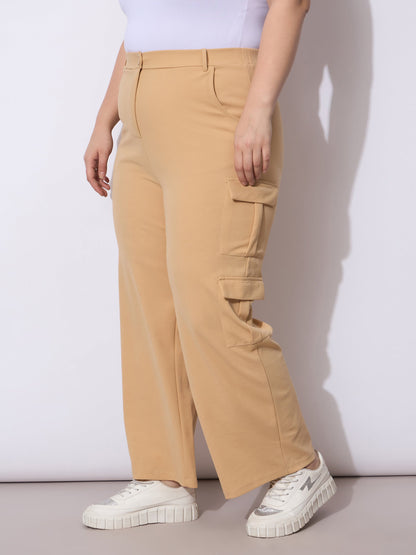 Beige Multi Pocket Cargo Pants