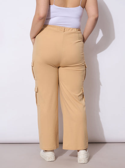 Beige Multi Pocket Cargo Pants