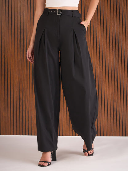 Women Black High Rise Flared Pants