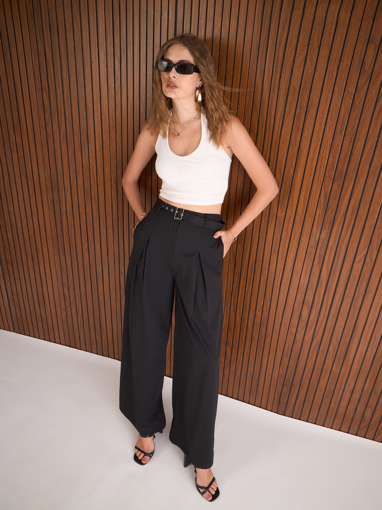 Women Black High Rise Flared Pants