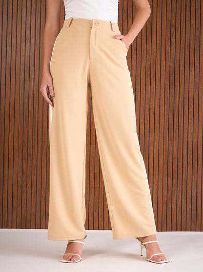 Beige Side Tape Pants