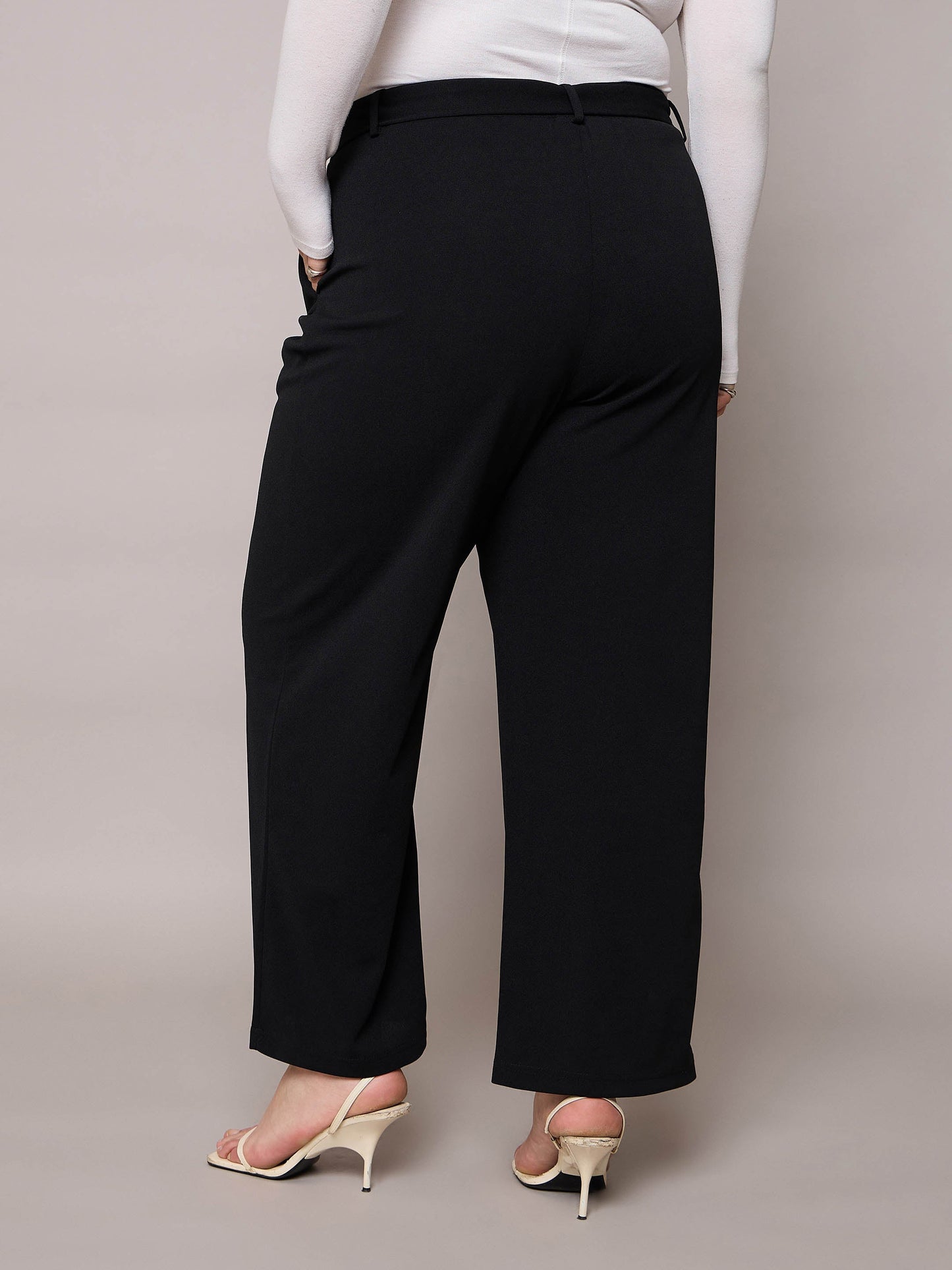 Black Straight Belted Pants