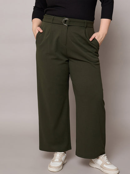 Olive Straight Belted Pants