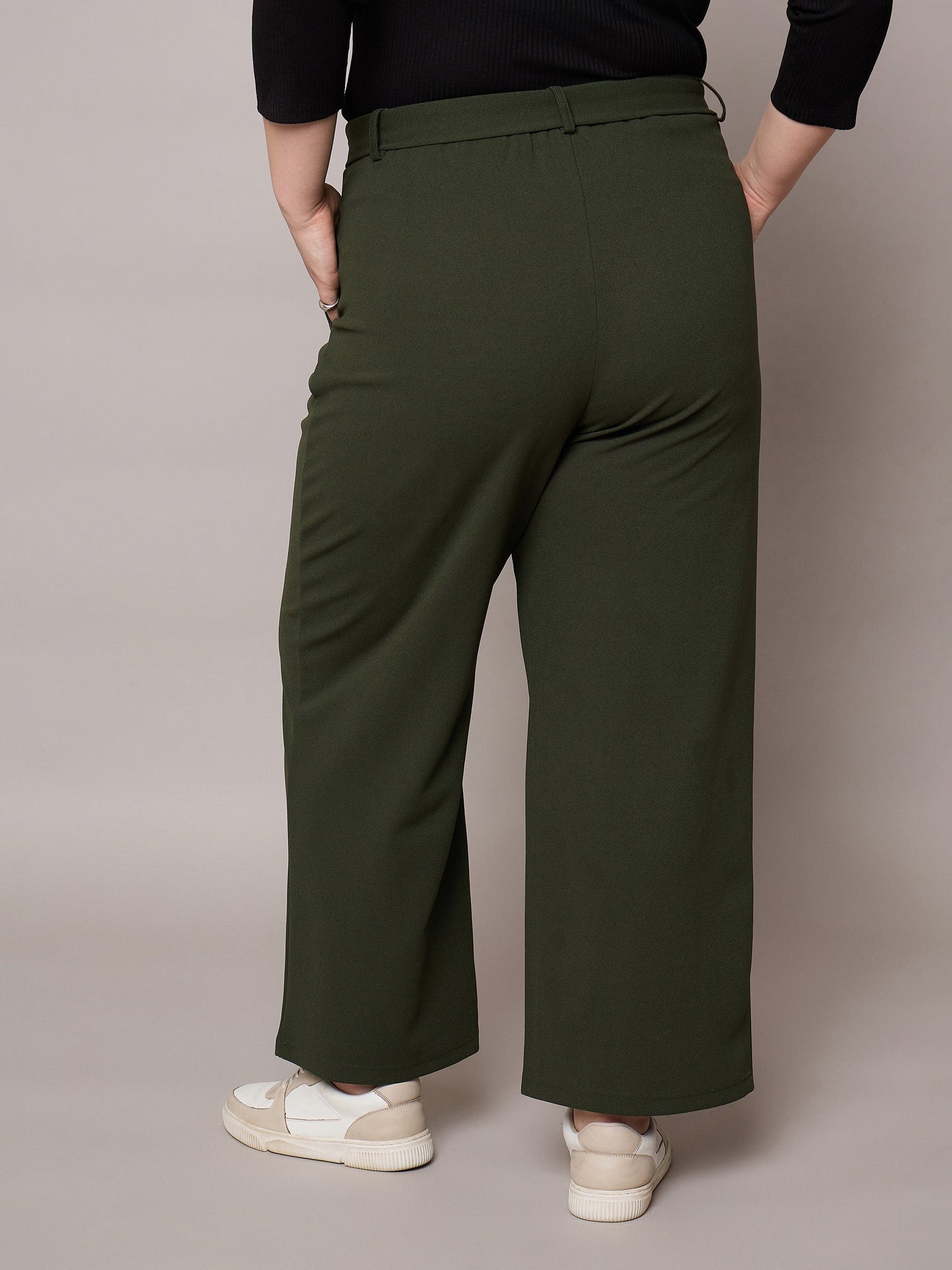 Olive Straight Belted Pants