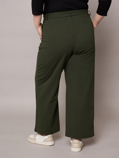 Olive Straight Belted Pants