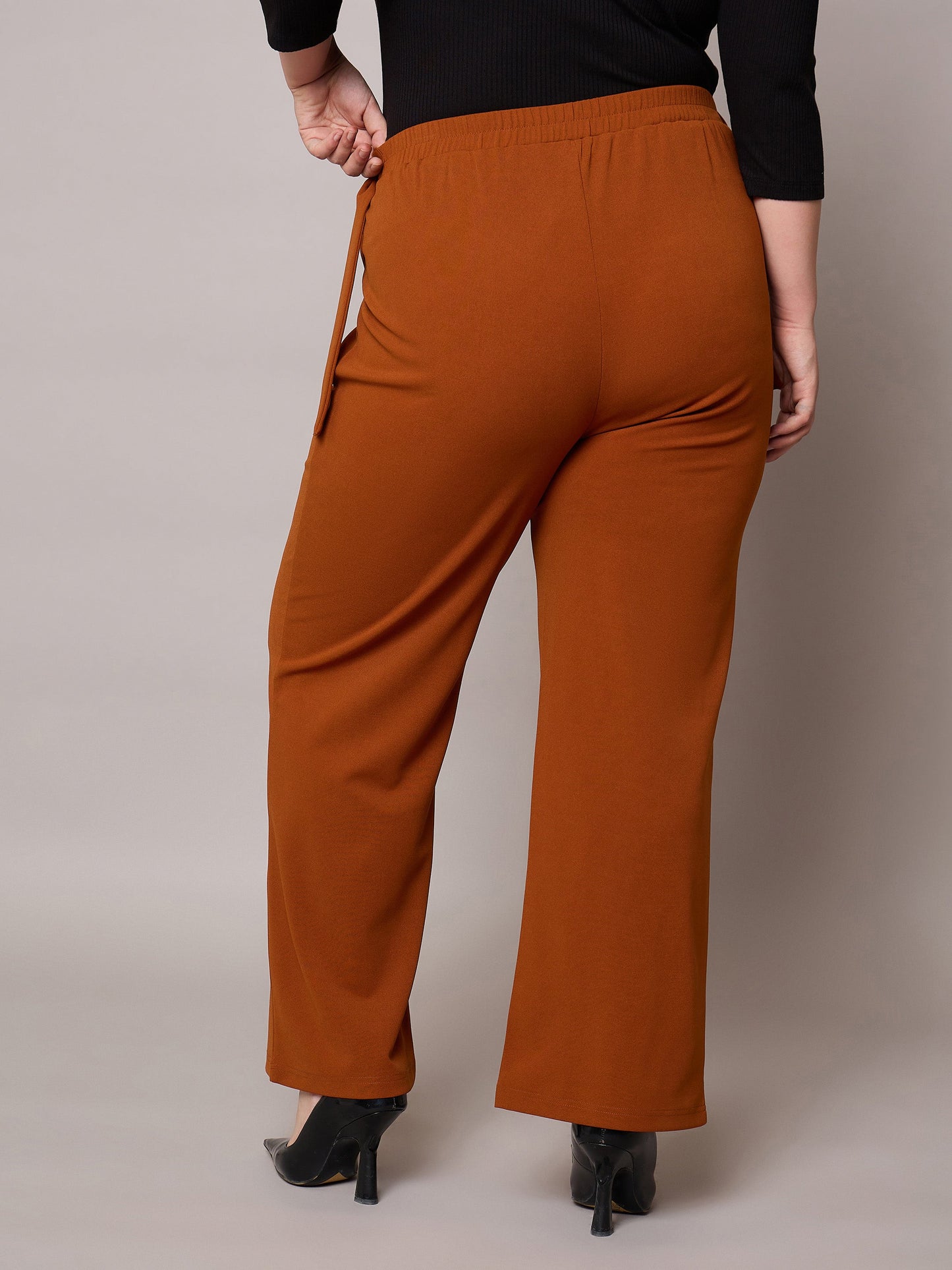 Rust Side Metal Buckle Straight Pants
