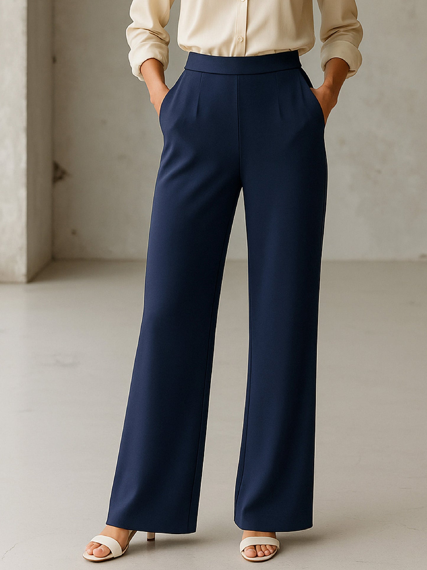 Blue Cross Pocket Front Dart Straight Pants