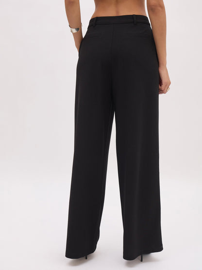 Women Black Cross Pocket Pants