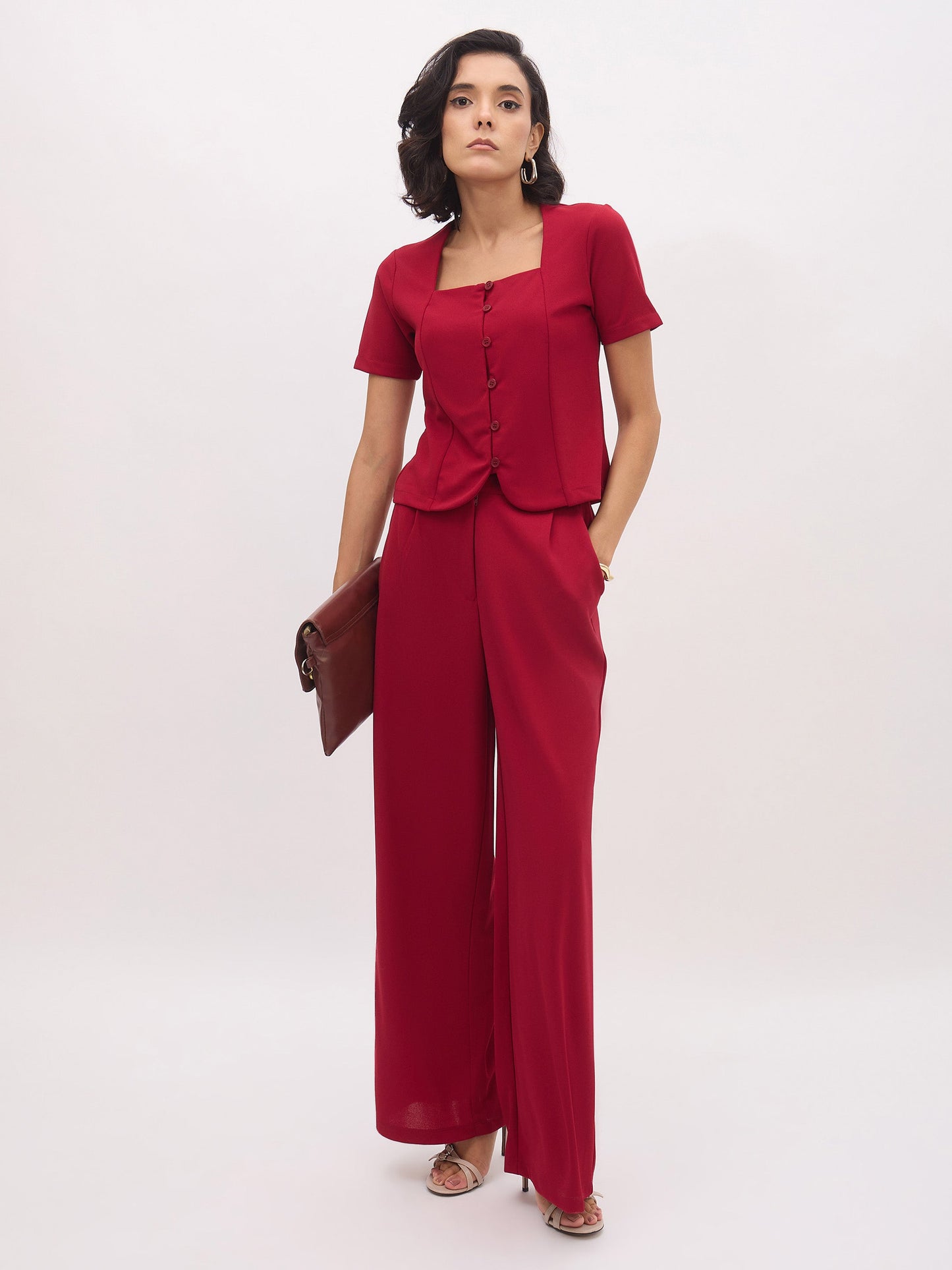 Maroon Cross Pocket Pants