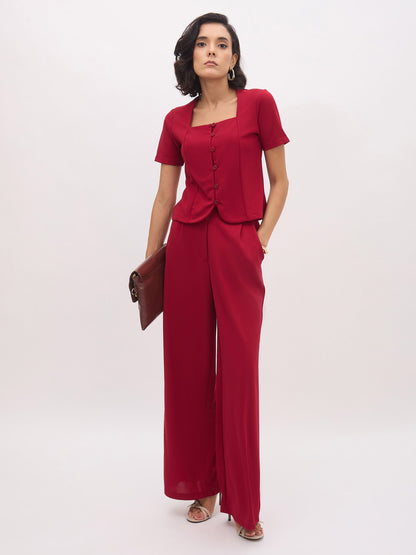 Maroon Cross Pocket Pants
