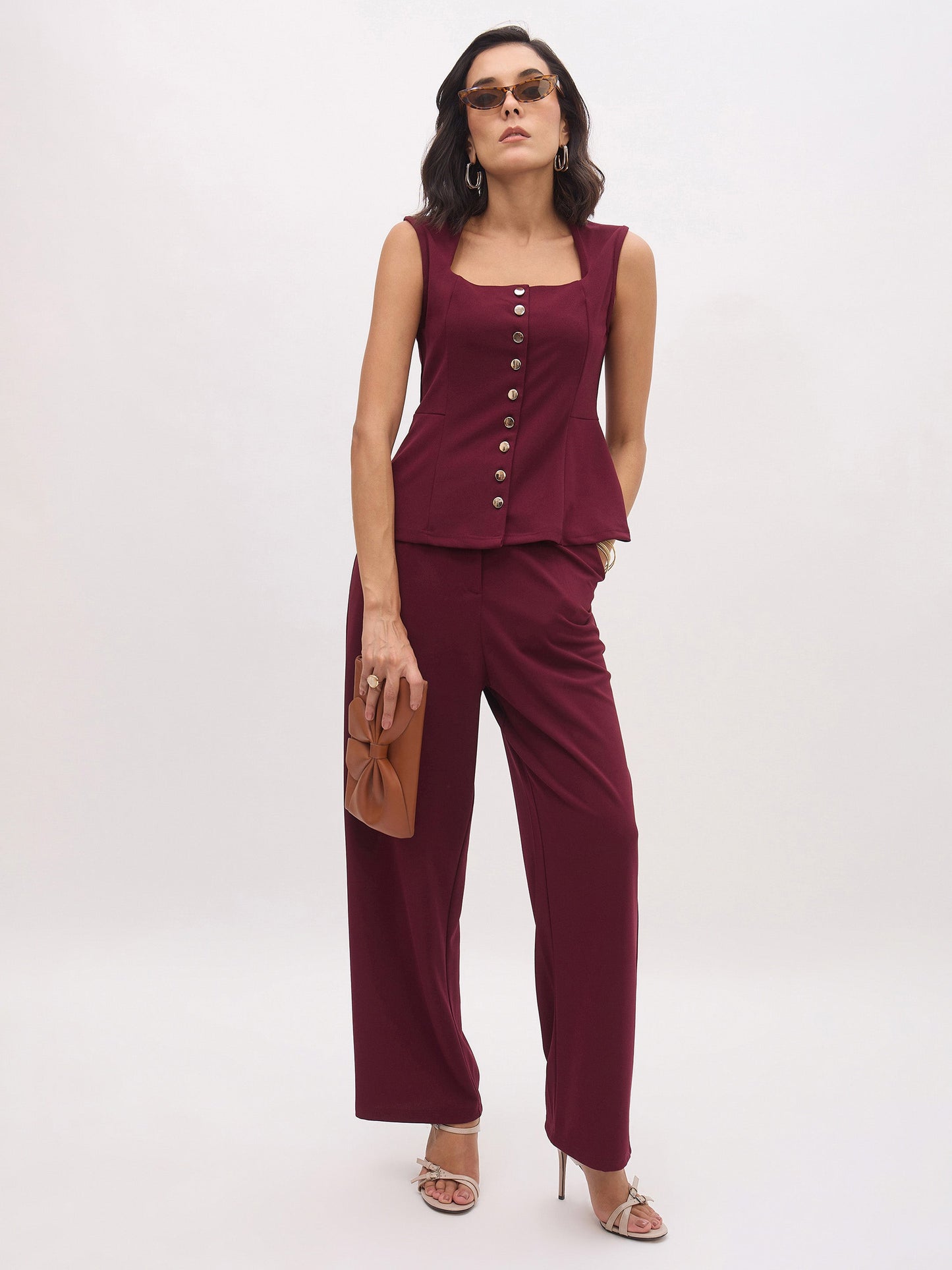Burgundy Cross Pocket Pants