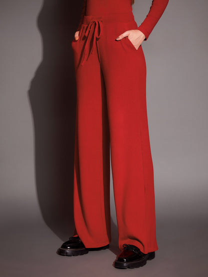 Rust Rib Drawstring Pants