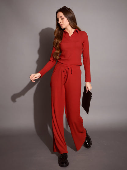Rust Rib Drawstring Pants