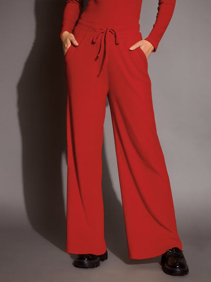 Rust Rib Drawstring Pants