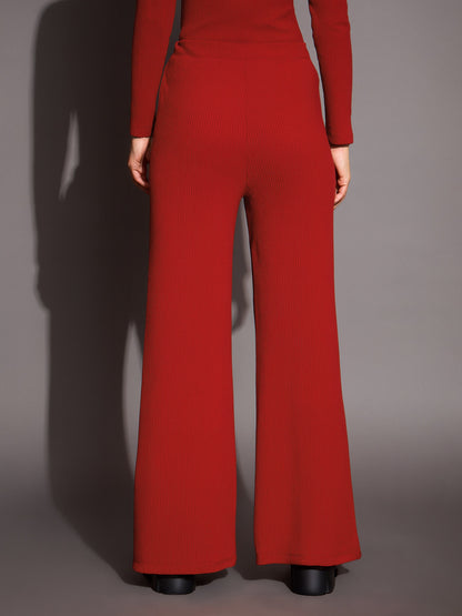 Rust Rib Drawstring Pants