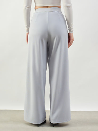 Grey Elasticated Waist Straight Fit Korean Pants