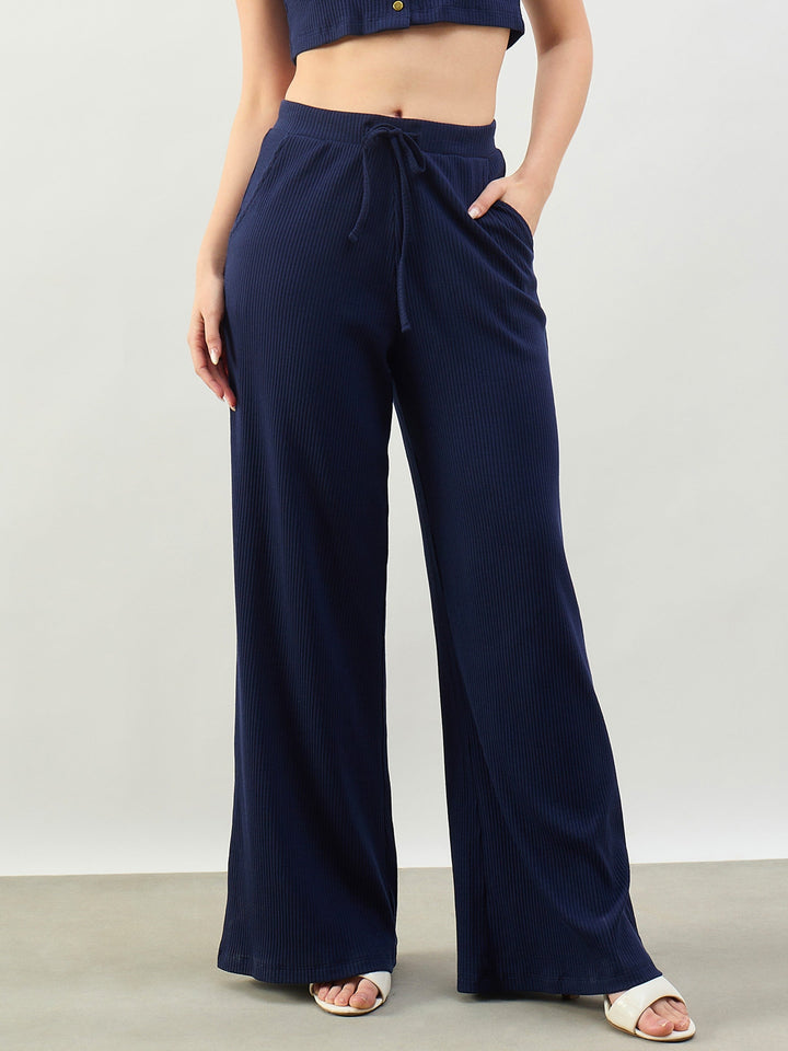Navy Rib Drawstring Pants