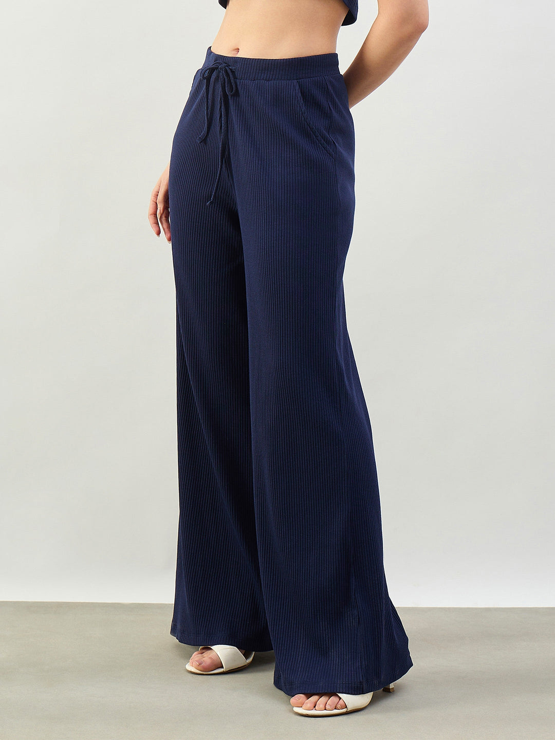 Navy Rib Drawstring Pants