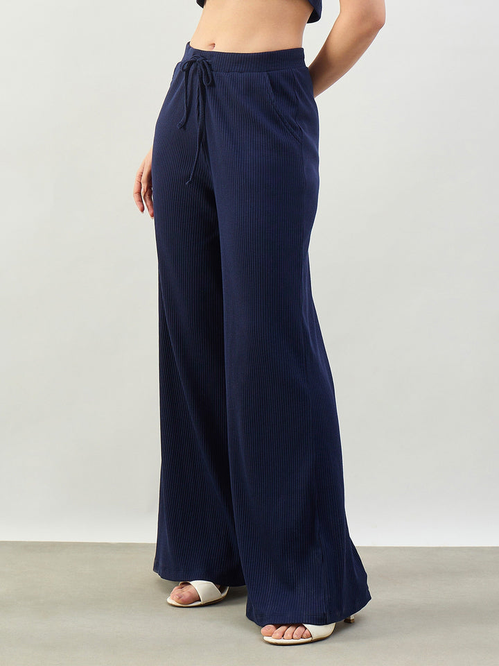 Navy Rib Drawstring Pants