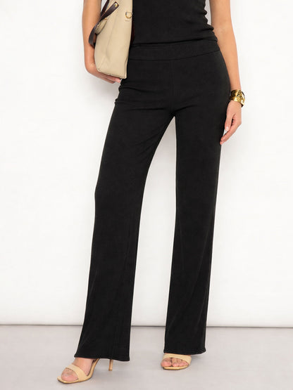 Women Black Rib Elasticated Track Pants