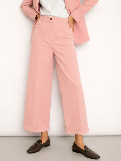Women Pink Overdyed Twill Straight Pants