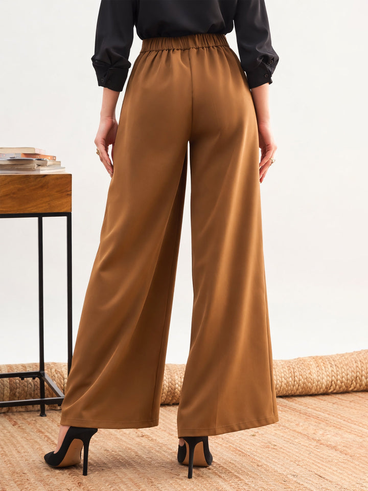 Women Tan Brown Elasticated Straight Fit Pants