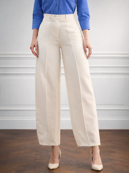 Women White Darted Slouchy Pants