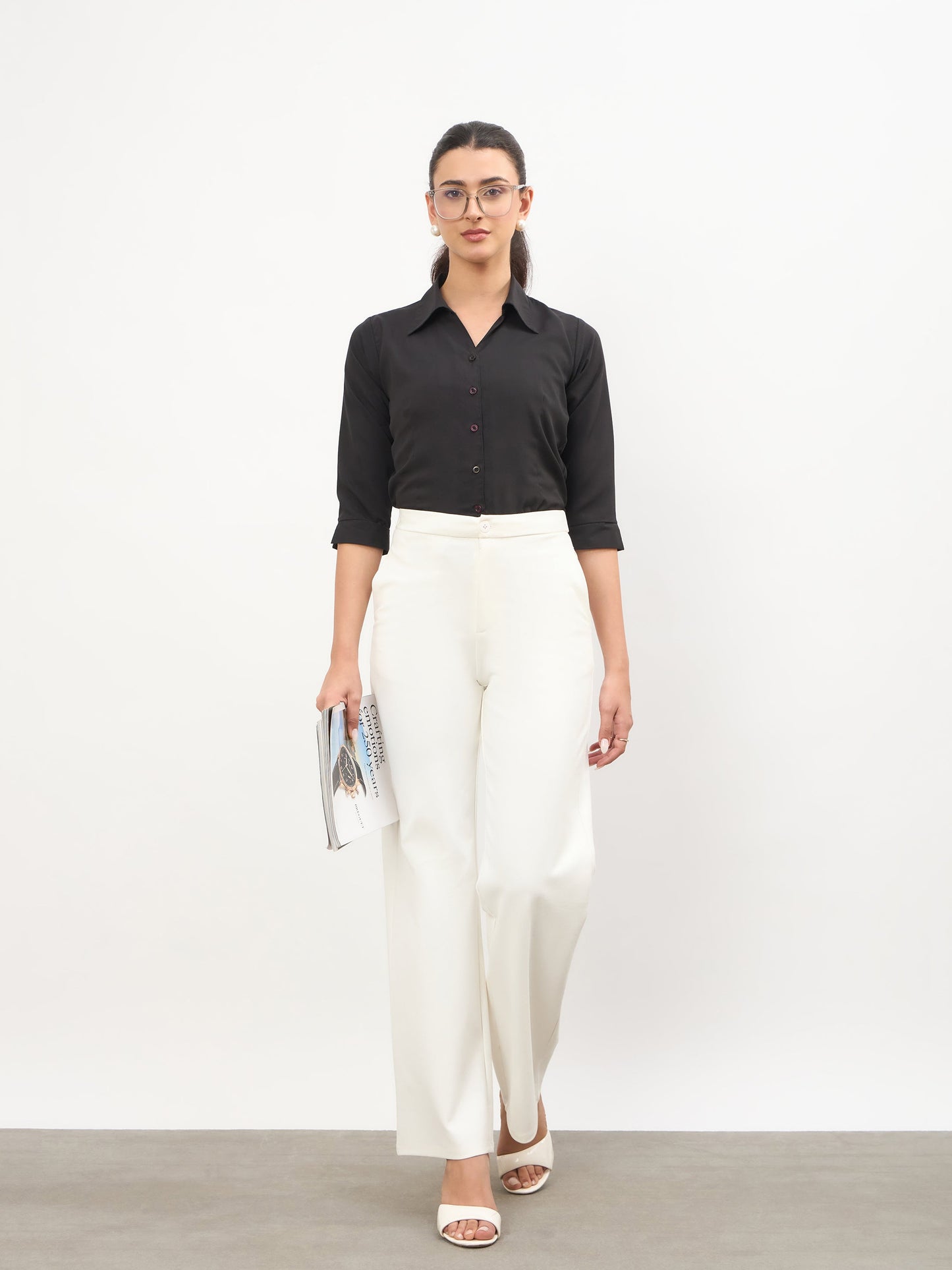 White Roma Straight Fit Pants