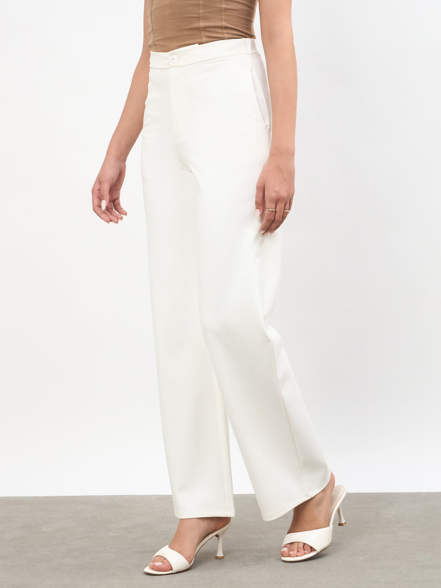 White Roma Straight Fit Pants