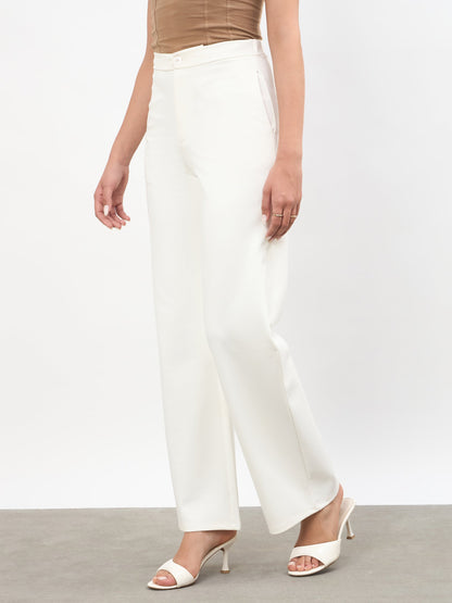 White Roma Straight Fit Pants