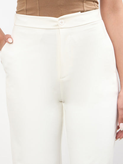 White Roma Straight Fit Pants