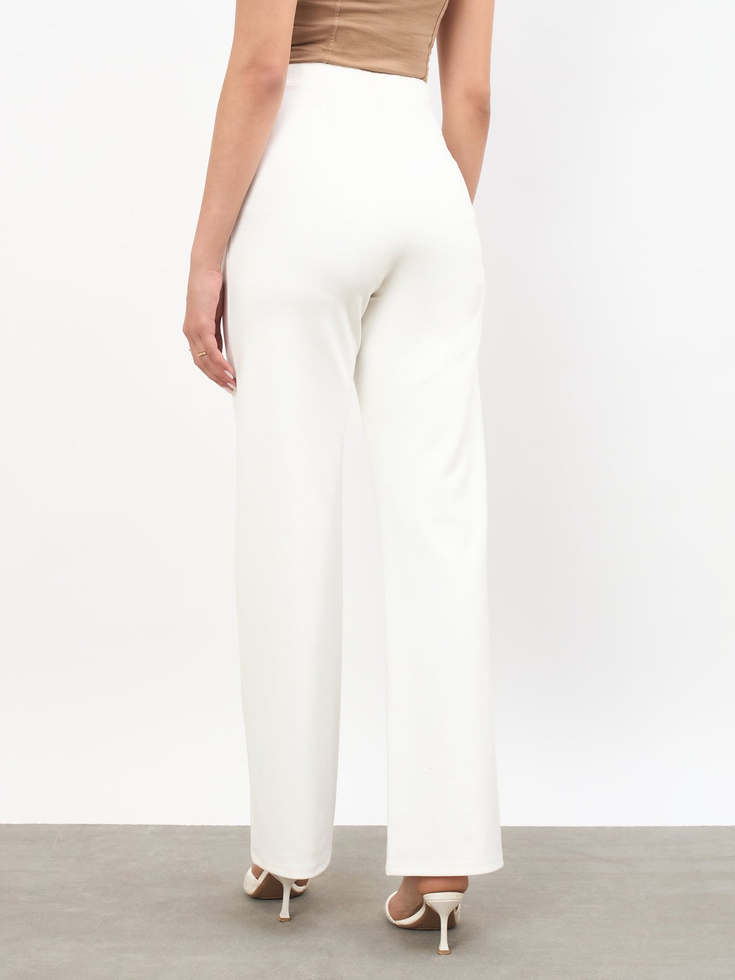 White Roma Straight Fit Pants