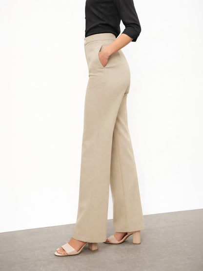 Beige Roma Straight Fit Pants
