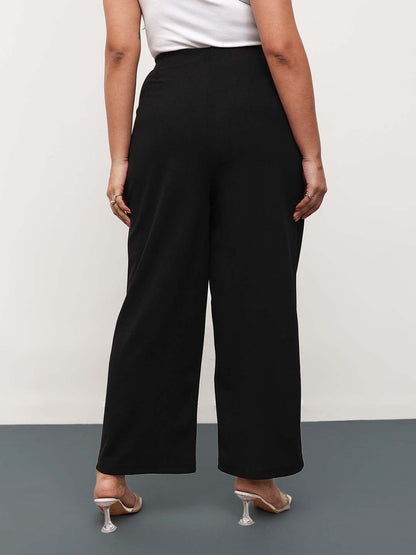 Black Front Pleated Straight Pants