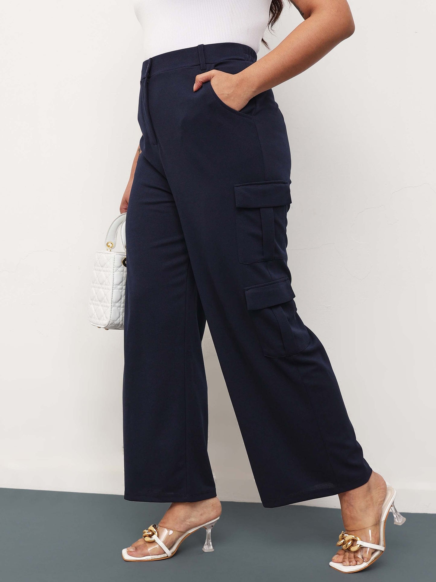 Navy Multi Pockets Cargo Pants