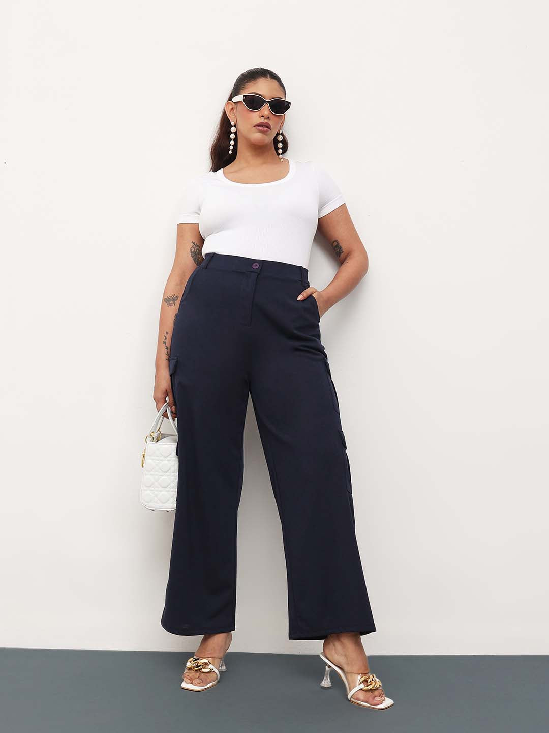 Navy Multi Pockets Cargo Pants