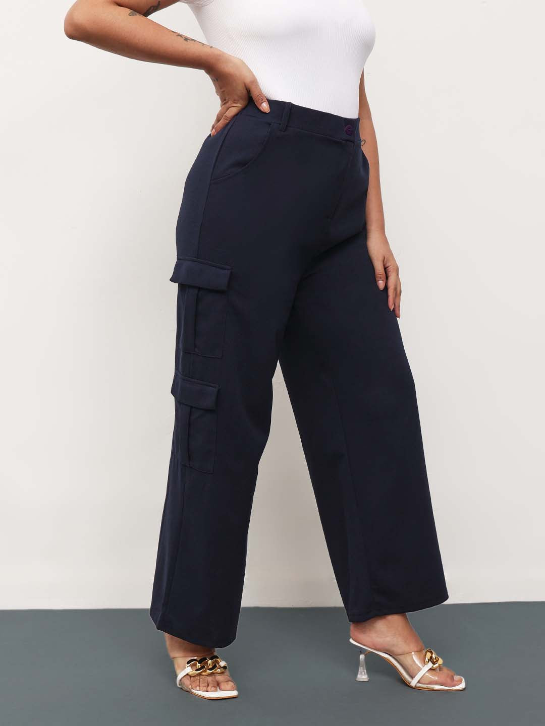 Navy Multi Pockets Cargo Pants