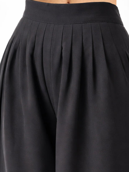 Black Front Pleated Balloon Pants