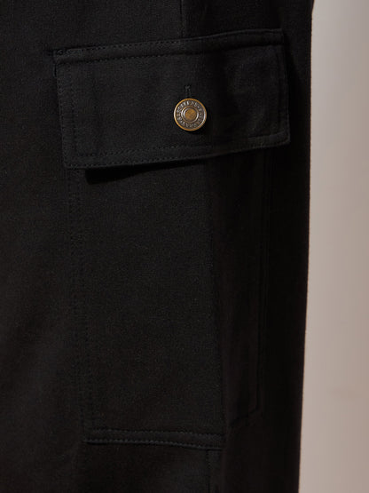 Women Black Side Pocket Joggers