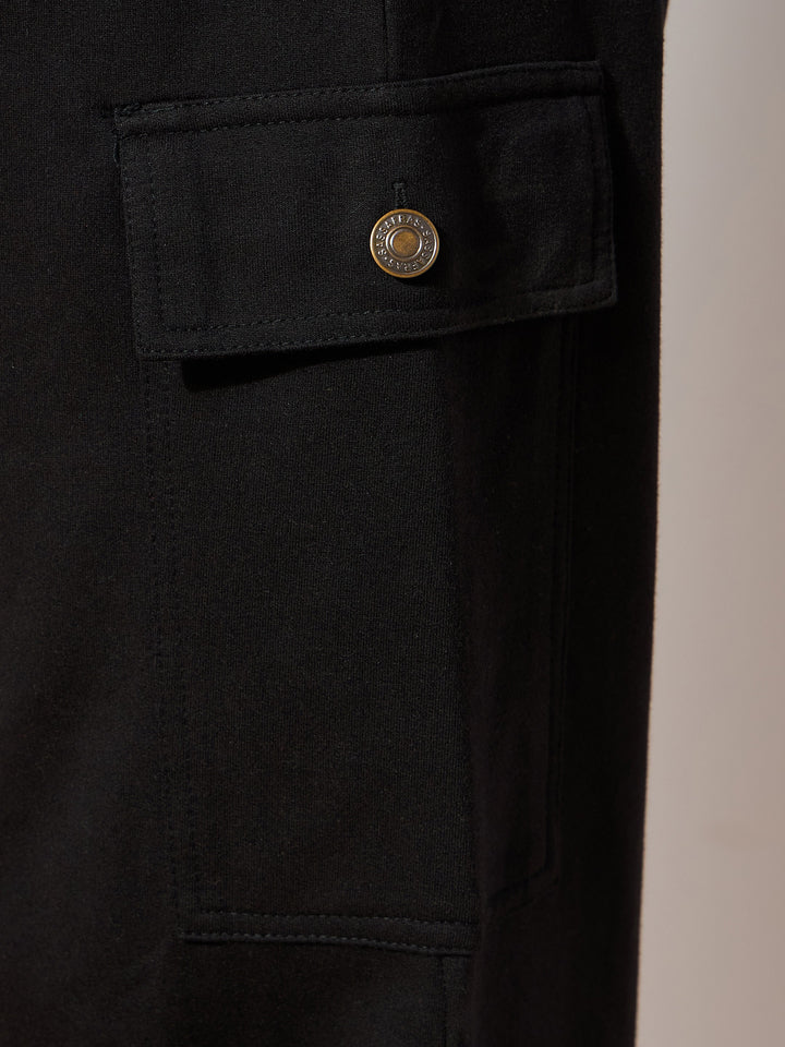 Women Black Side Pocket Joggers