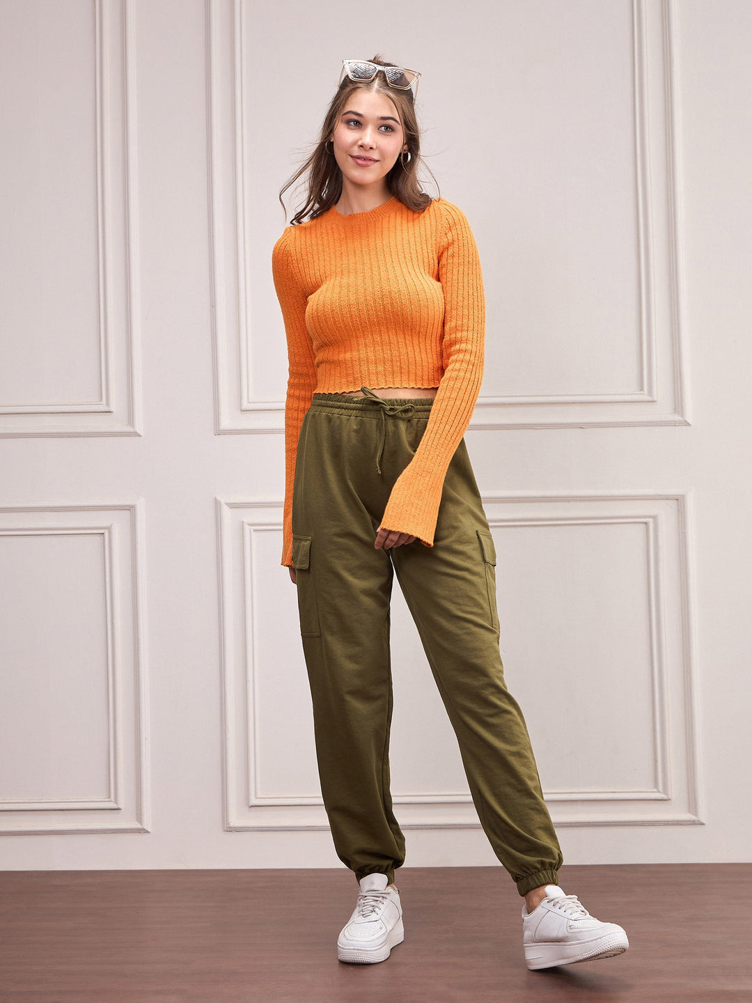 Women Olive Side Pocket Joggers