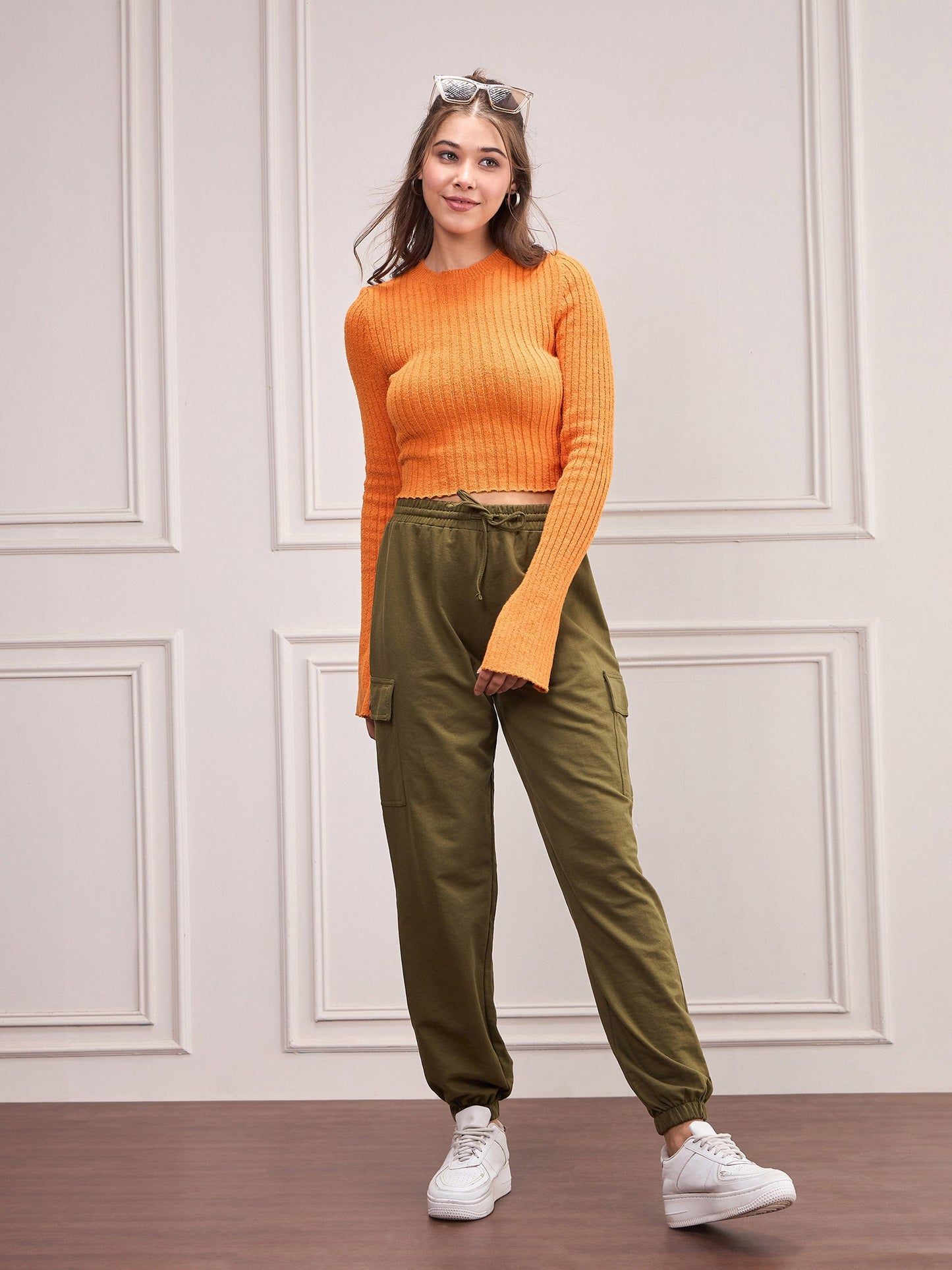 Women Olive Side Pocket Joggers