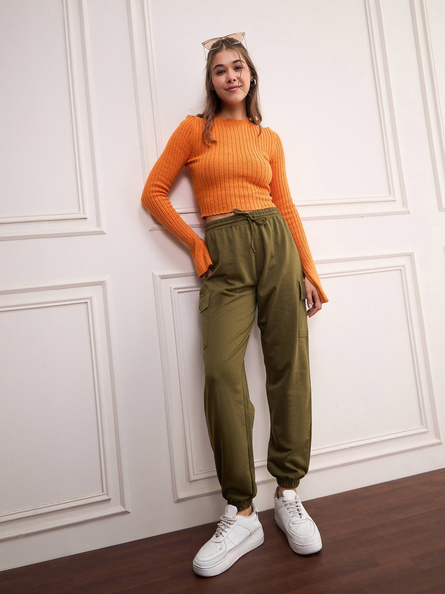 Women Olive Side Pocket Joggers