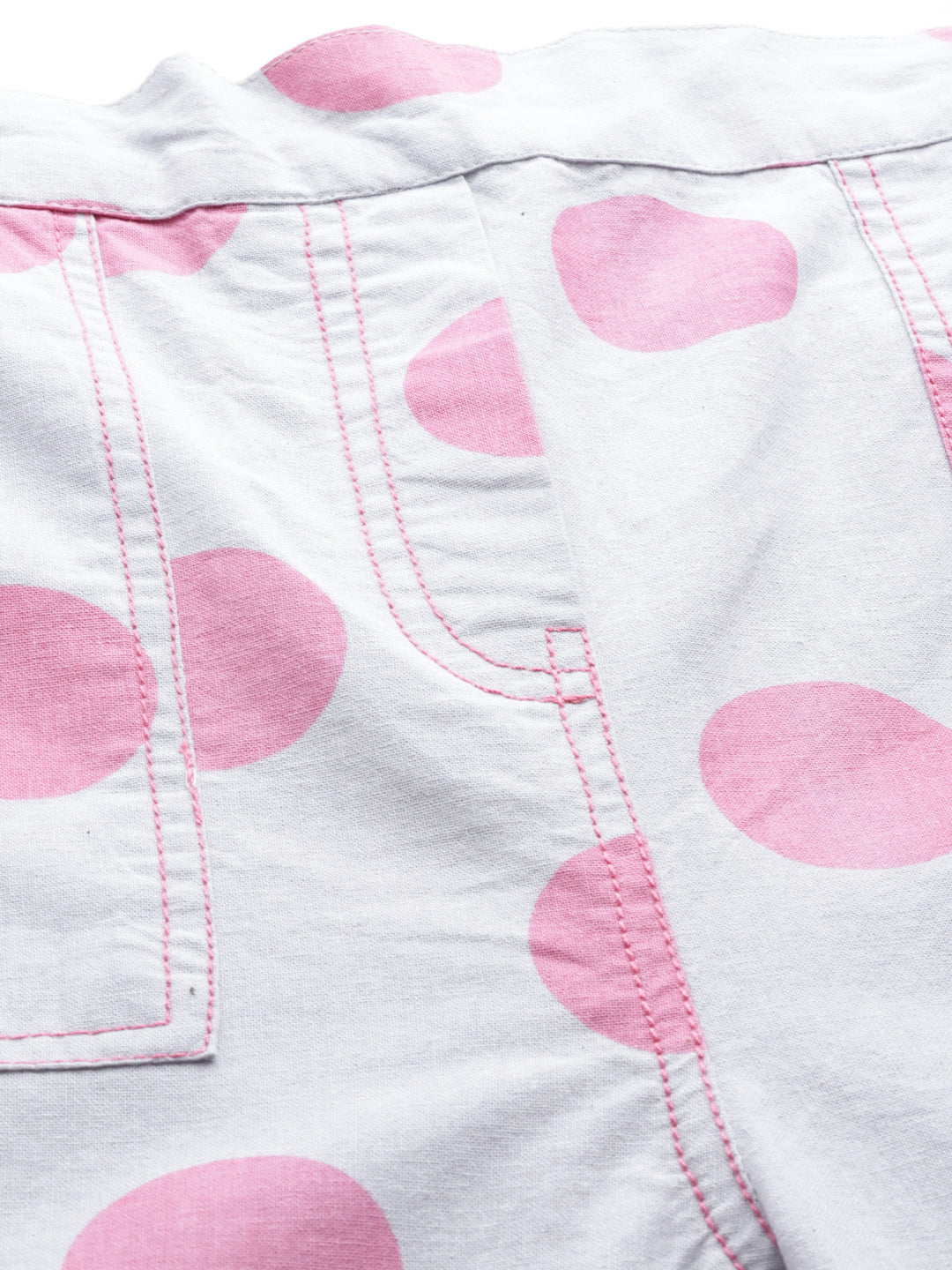 Pink &amp; Grey Polka Print Tapered Pants