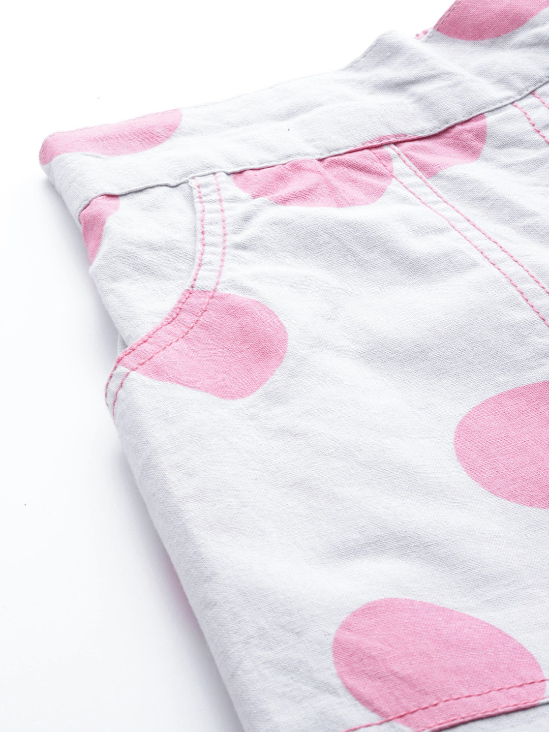 Pink &amp; Grey Polka Print Tapered Pants