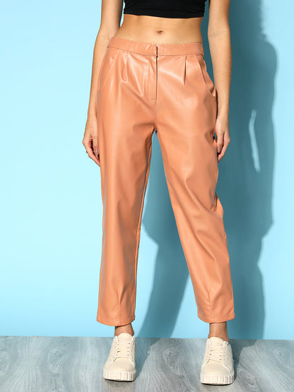 Nude PU Pants