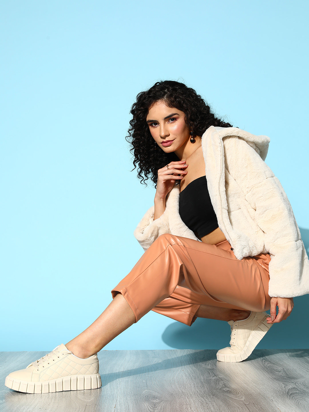 Nude PU Pants