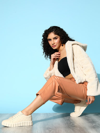 Nude PU Pants